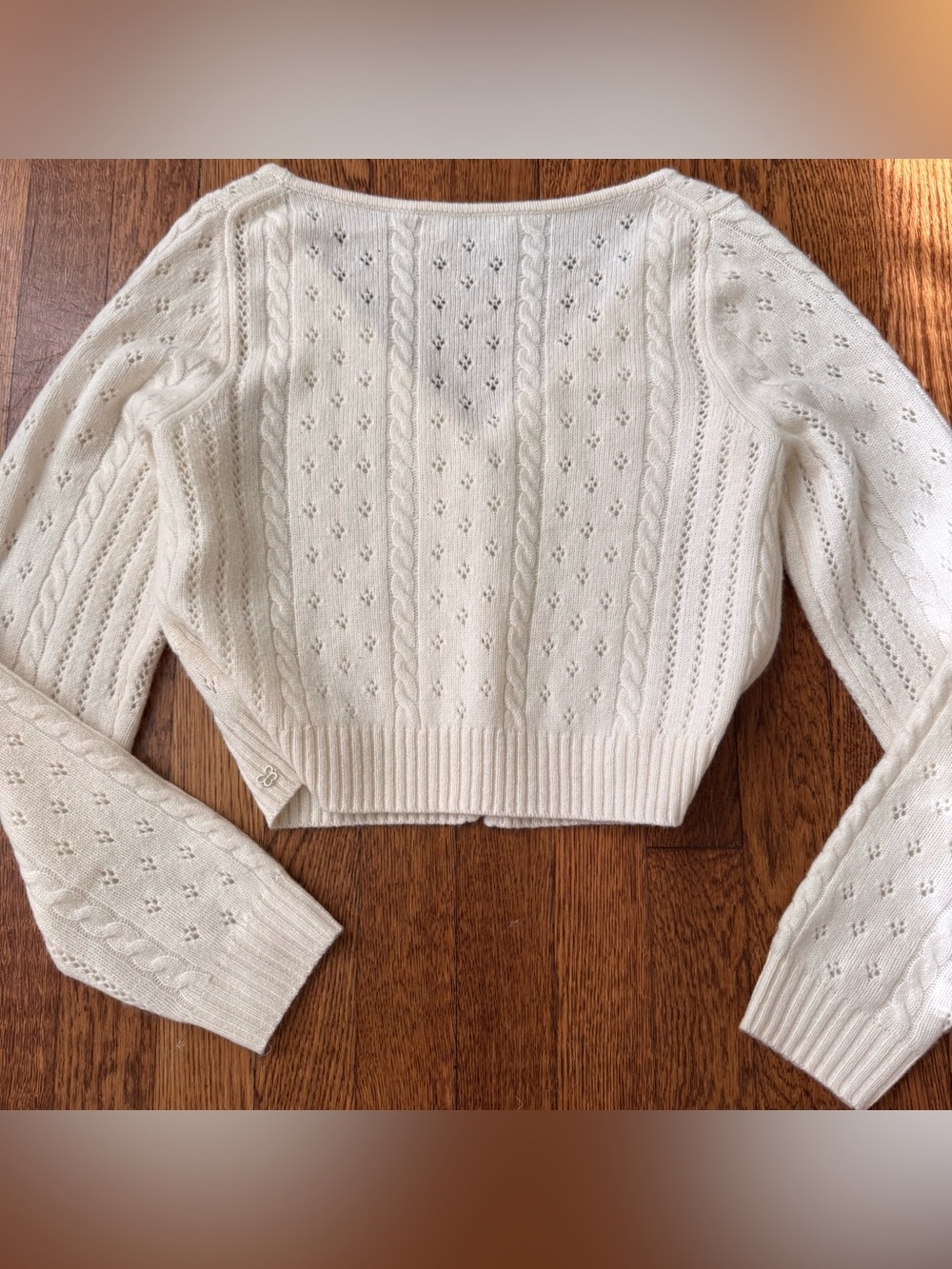 Aritzia Cropped Pointelle Knit Top - Picture 3 of 6